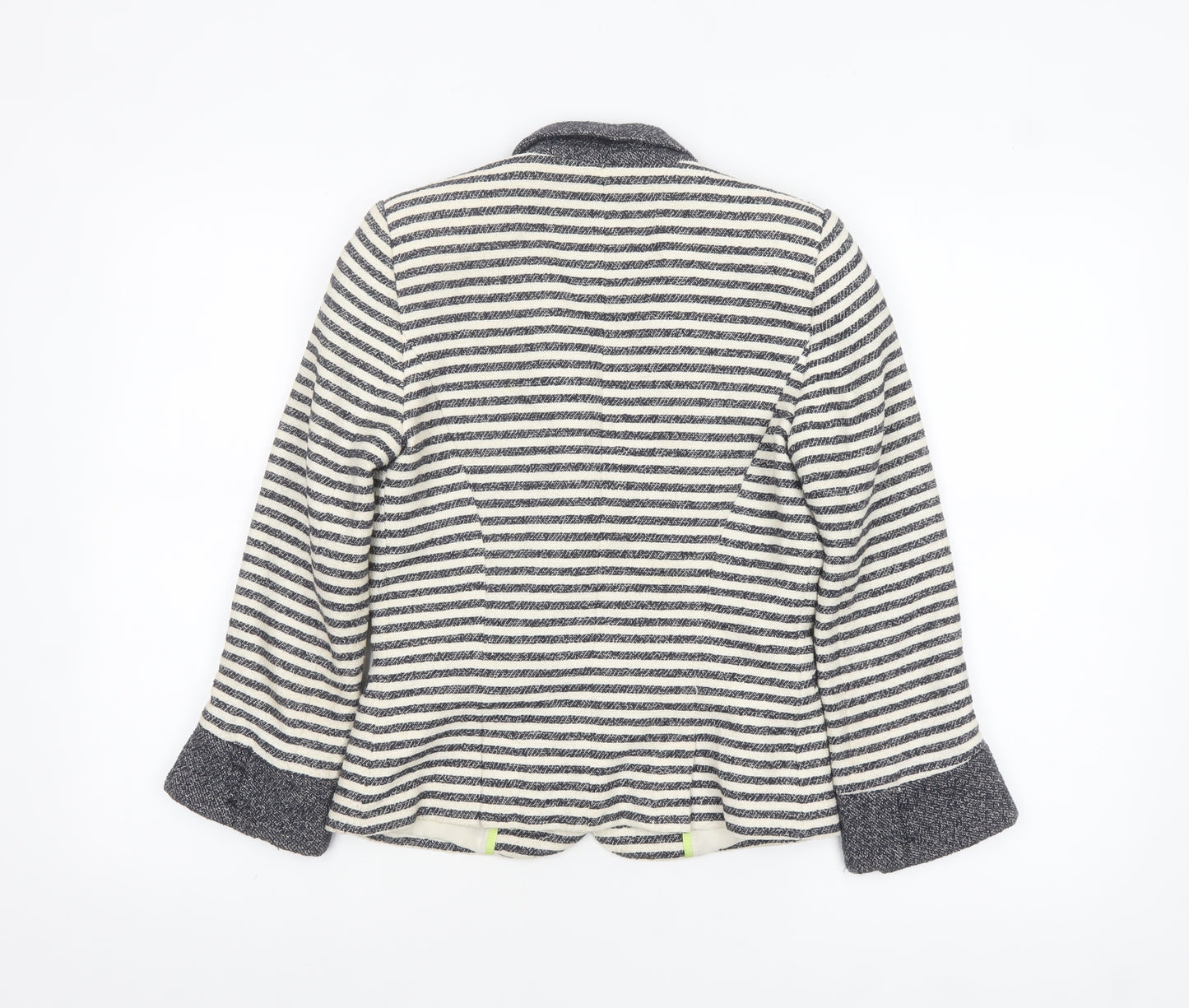 Zara Trafaluc Women’s Navy Striped Bouclé Blazer Size S Single-Breasted