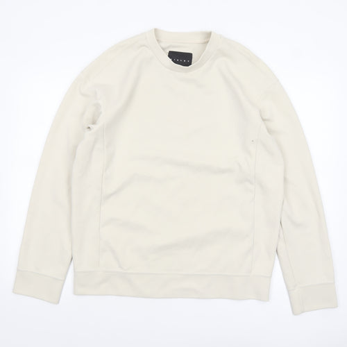 Sisley Men’s Beige Crew Neck Cotton Sweatshirt M Regular Fit