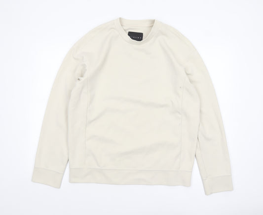 Sisley Men’s Beige Crew Neck Cotton Sweatshirt M Regular Fit