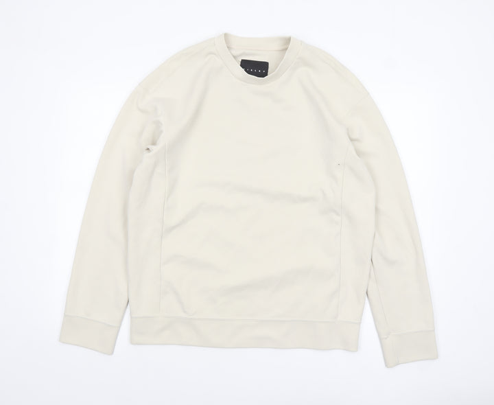 Sisley Men’s Beige Crew Neck Cotton Sweatshirt M Regular Fit