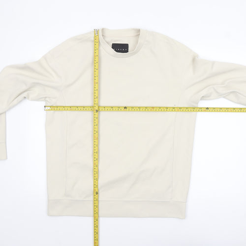 Sisley Men’s Beige Crew Neck Cotton Sweatshirt M Regular Fit