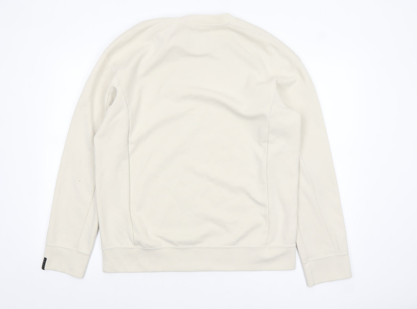 Sisley Men’s Beige Crew Neck Cotton Sweatshirt M Regular Fit