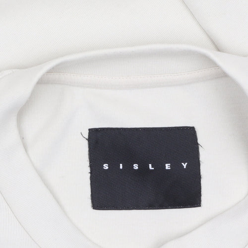 Sisley Men’s Beige Crew Neck Cotton Sweatshirt M Regular Fit