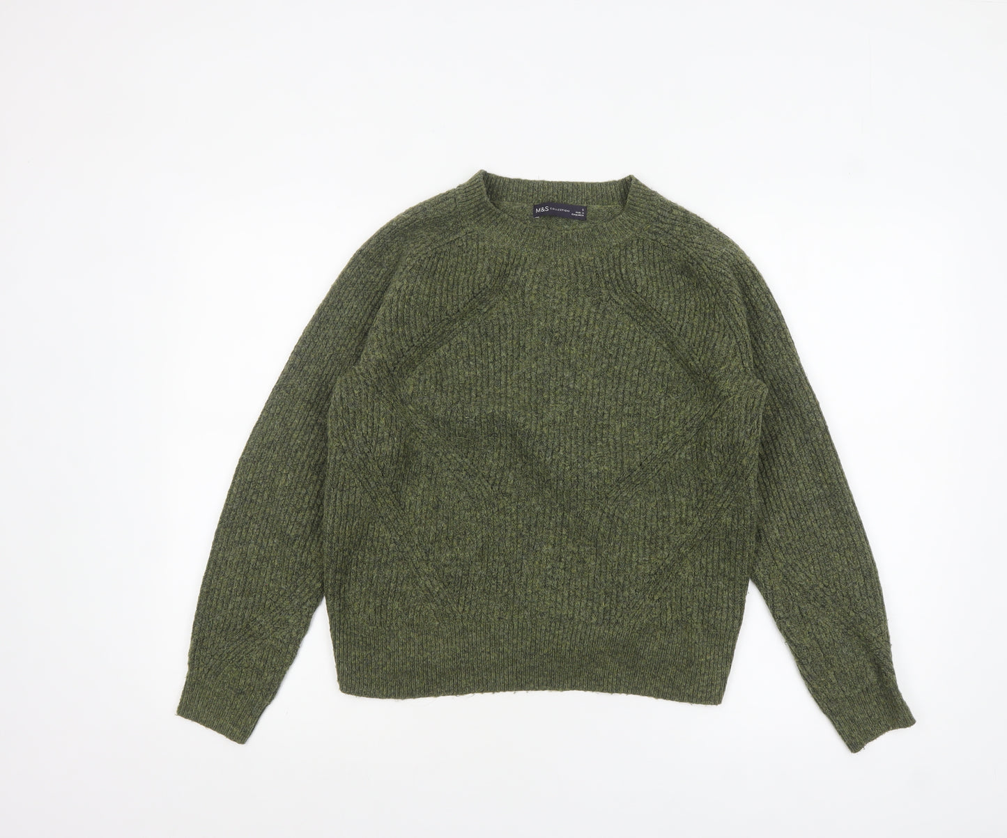 Marks and Spencer Women's Green Chunky Knit Pullover Jumper Size S