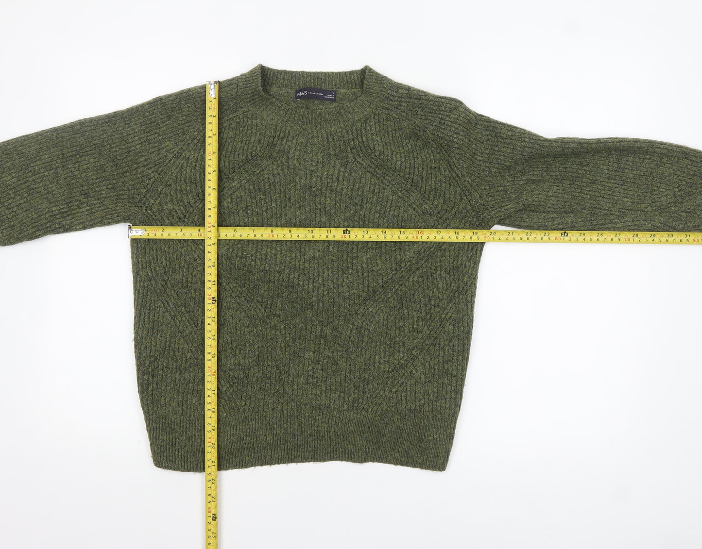 Marks and Spencer Women's Green Chunky Knit Pullover Jumper Size S
