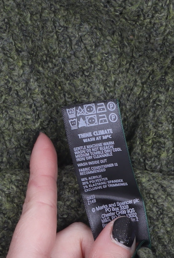 Marks and Spencer Women's Green Chunky Knit Pullover Jumper Size S