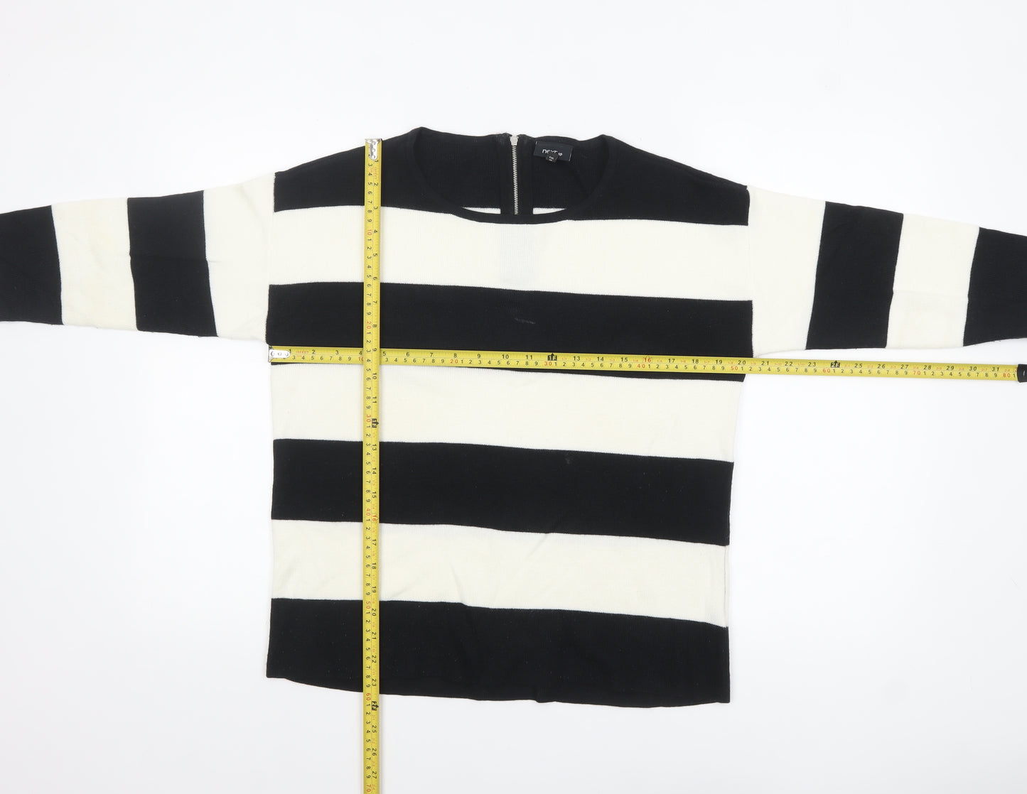 Next Women’s Black & White Stripe Pullover Jumper Size 12