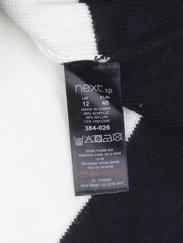 Next Women’s Black & White Stripe Pullover Jumper Size 12