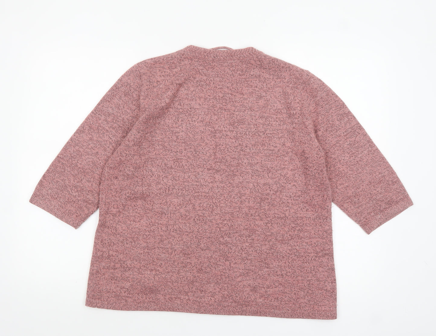 Damart Women Pink Medium 14/16 Embroidered V-Neck 3/4 Sleeve Jumper
