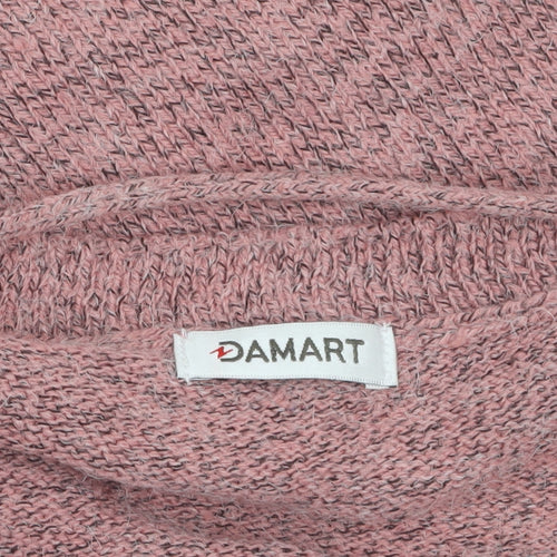 Damart Women Pink Medium 14/16 Embroidered V-Neck 3/4 Sleeve Jumper
