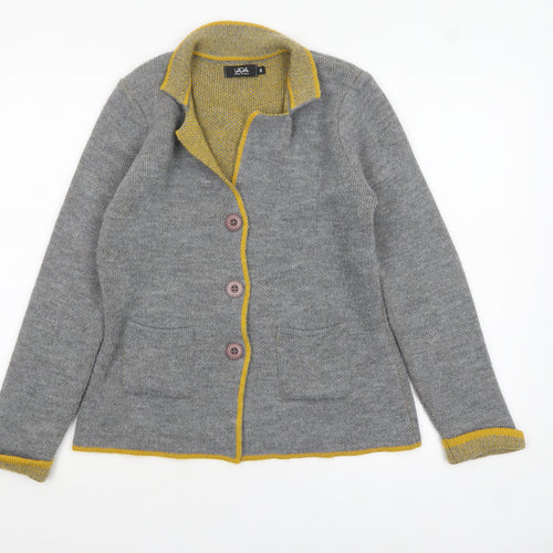 UIDA Women Grey Cardigan XS Wool Blend Button Knit Jumper