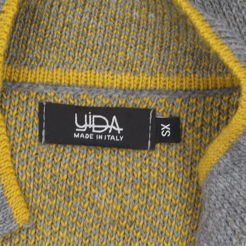 UIDA Women Grey Cardigan XS Wool Blend Button Knit Jumper
