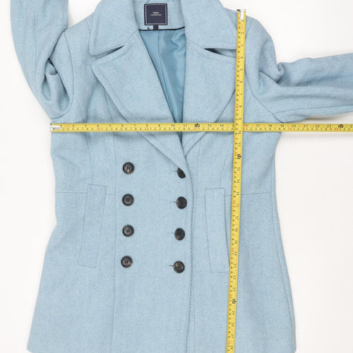 Next Womens Blue Wool Blend Pea Coat Size 16 Double Breasted