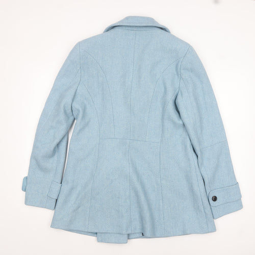 Next Womens Blue Wool Blend Pea Coat Size 16 Double Breasted