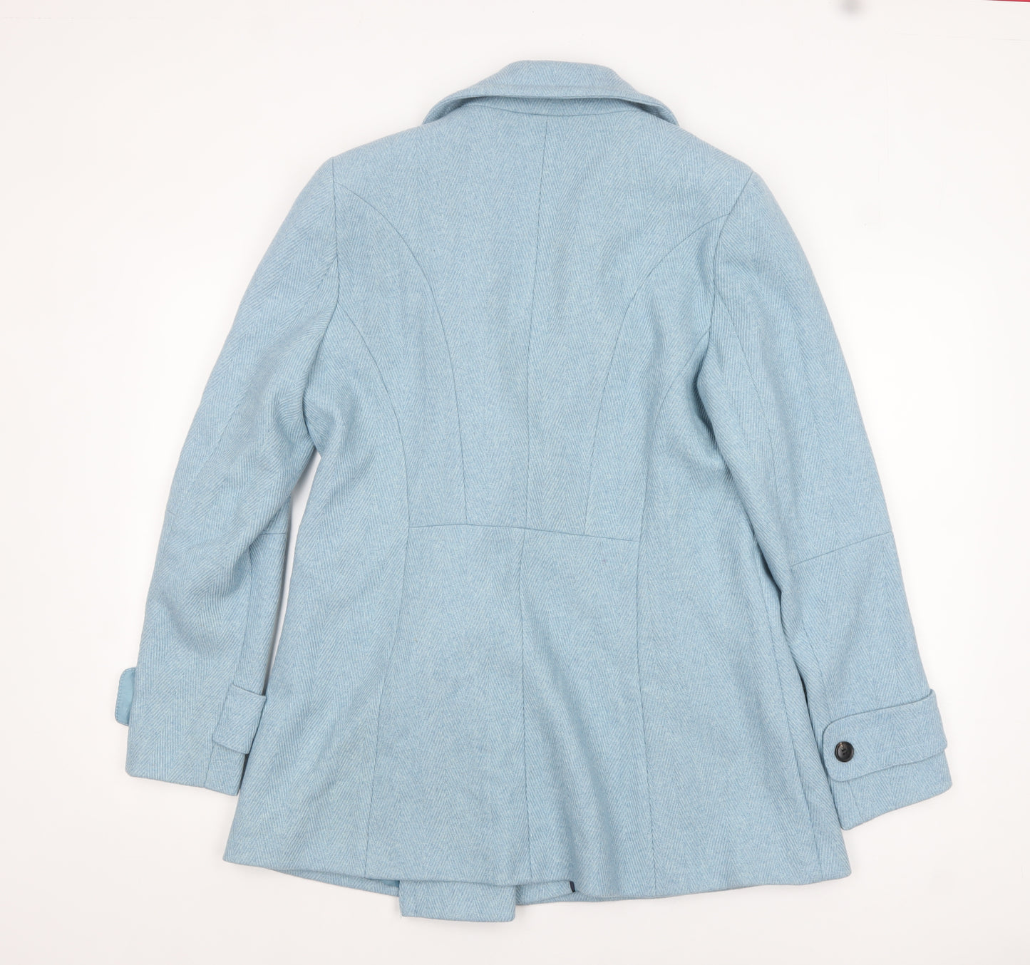 Next Womens Blue Wool Blend Pea Coat Size 16 Double Breasted