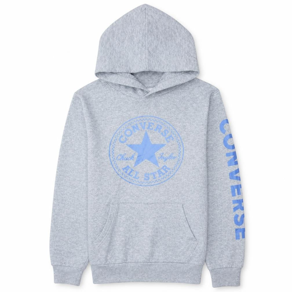 Converse Boys Grey Pullover Hoodie L 12-13 Years Logo Fleece Sweatshirt