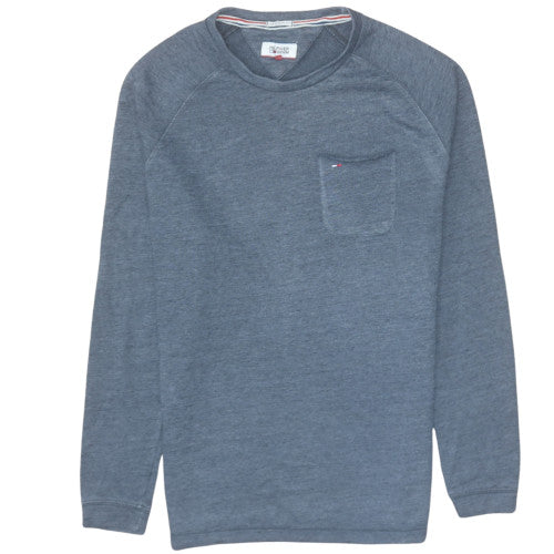 Tommy Hilfiger Men’s Blue Crew Neck Cotton Blend Sweatshirt L