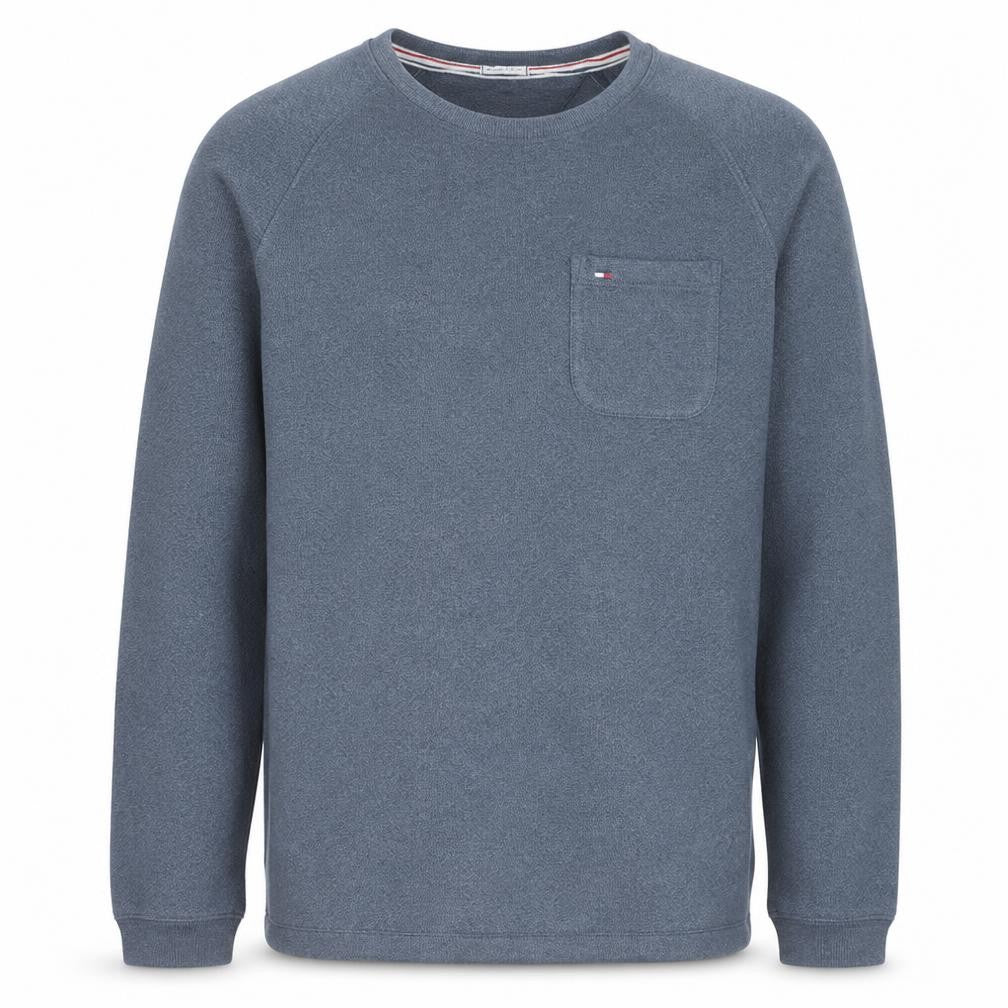 Front view of Tommy Hilfiger Men’s Blue Crew Neck Cotton Blend Sweatshirt L