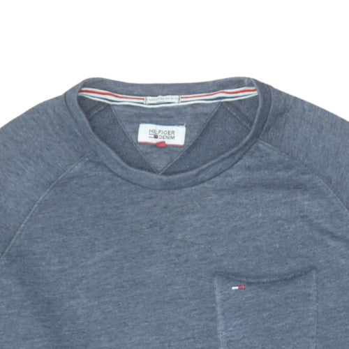 Tommy Hilfiger Men’s Blue Crew Neck Cotton Blend Sweatshirt L