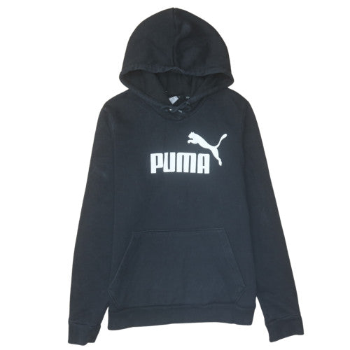 Puma Women's Black Pullover Hoodie Size 14 Lined Logo Sweatshirt