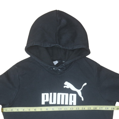 Puma Women's Black Pullover Hoodie Size 14 Lined Logo Sweatshirt