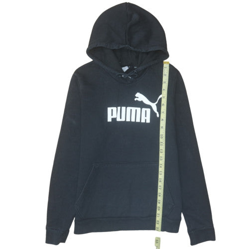 Puma Women's Black Pullover Hoodie Size 14 Lined Logo Sweatshirt