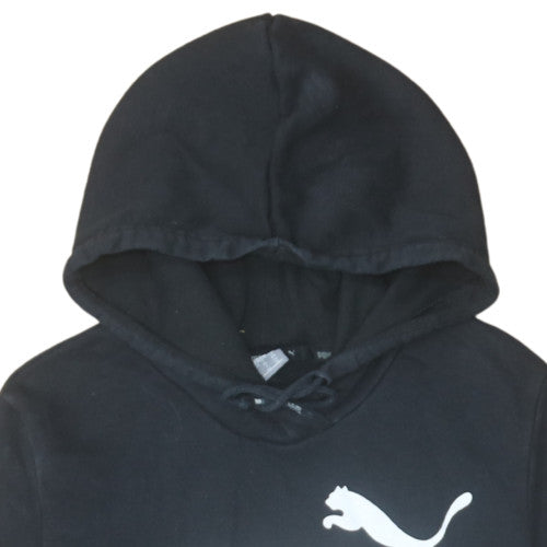 Puma Women's Black Pullover Hoodie Size 14 Lined Logo Sweatshirt