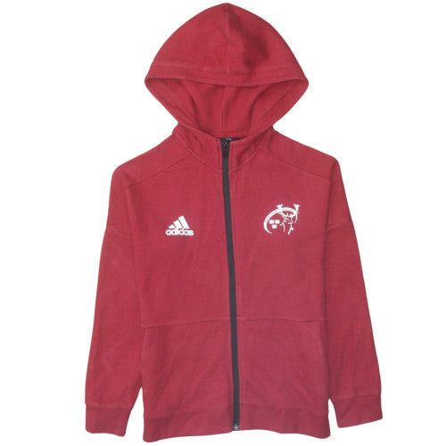 Adidas Boys Red Full Zip Hoodie 11-12 Years Munster Rugby Fleece Sweatshirt