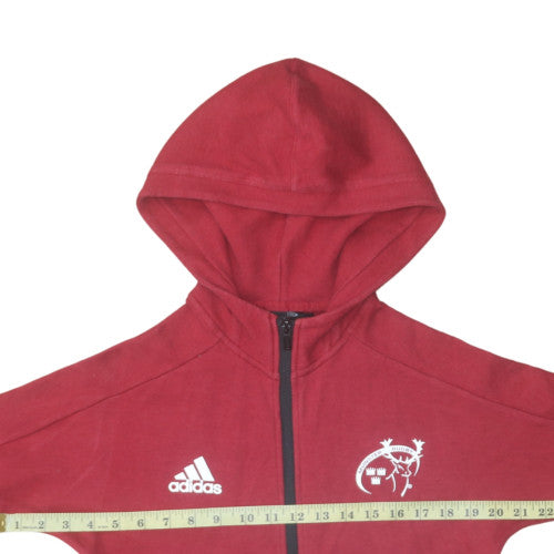 Adidas Boys Red Full Zip Hoodie 11-12 Years Munster Rugby Fleece Sweatshirt