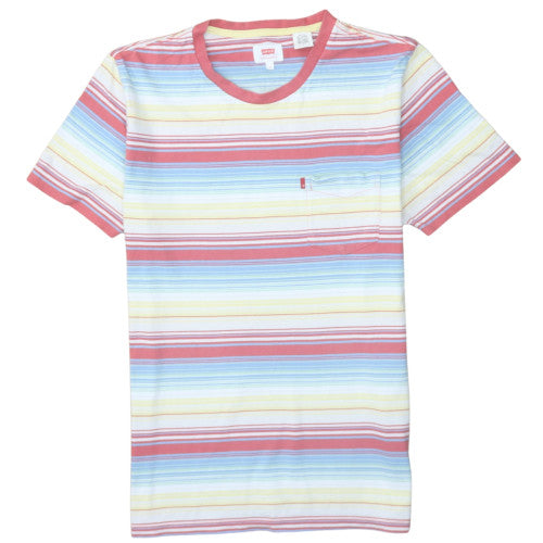 Levi's Men's Multicoloured Striped Crew Neck Cotton T-Shirt Size M