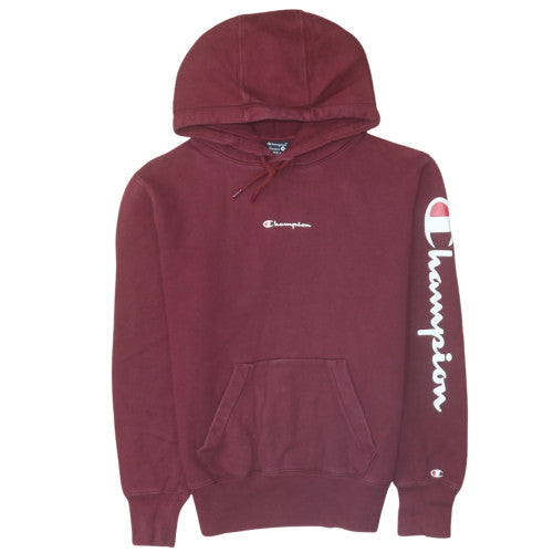 Champion Men's Red Pullover Hoodie Small Logo Fleece Sweatshirt