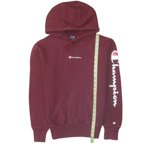 Champion Men's Red Pullover Hoodie Small Logo Fleece Sweatshirt