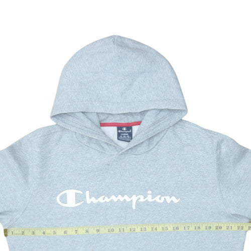 Champion Men's Grey Pullover Hoodie Large Logo Fleece Sweatshirt