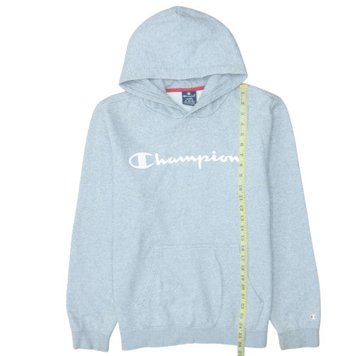 Champion Men's Grey Pullover Hoodie Large Logo Fleece Sweatshirt