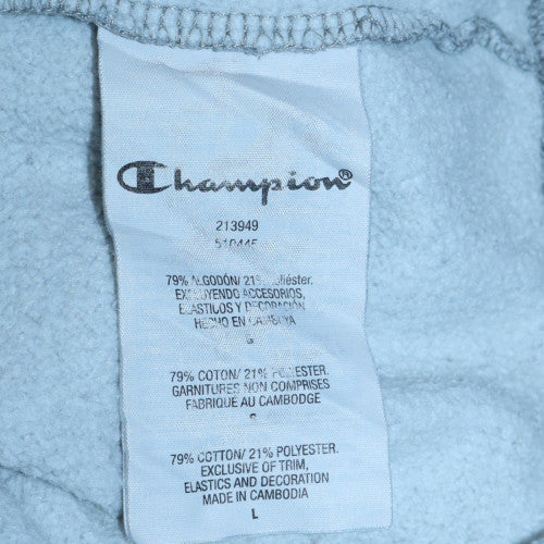Champion Men's Grey Pullover Hoodie Large Logo Fleece Sweatshirt