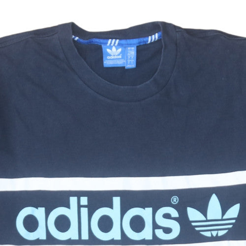 Adidas Men's Navy Blue Crew Neck Short Sleeve Graphic T-Shirt L
