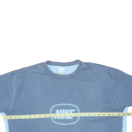 Nike Men Blue Pullover Sweatshirt L Embroidered Logo Fleece