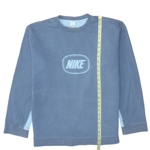 Nike Men Blue Pullover Sweatshirt L Embroidered Logo Fleece