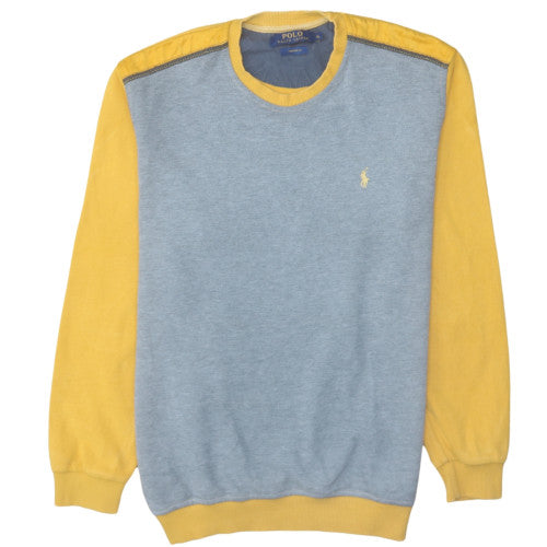 Ralph Lauren Men’s Blue Yellow Crew Neck Cotton Sweatshirt XL