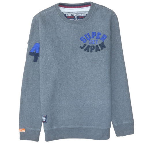 Superdry Men's Grey Pullover Sweatshirt Medium Crew Neck Fleece