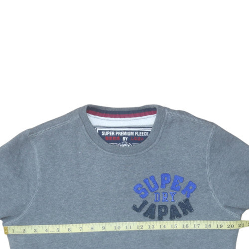 Superdry Men's Grey Pullover Sweatshirt Medium Crew Neck Fleece