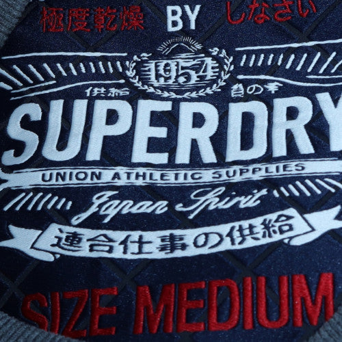 Superdry Men's Grey Pullover Sweatshirt Medium Crew Neck Fleece