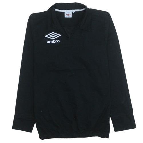 Umbro Boys Black Long Sleeve Cotton Polo Football Shirt Size 8 Years
