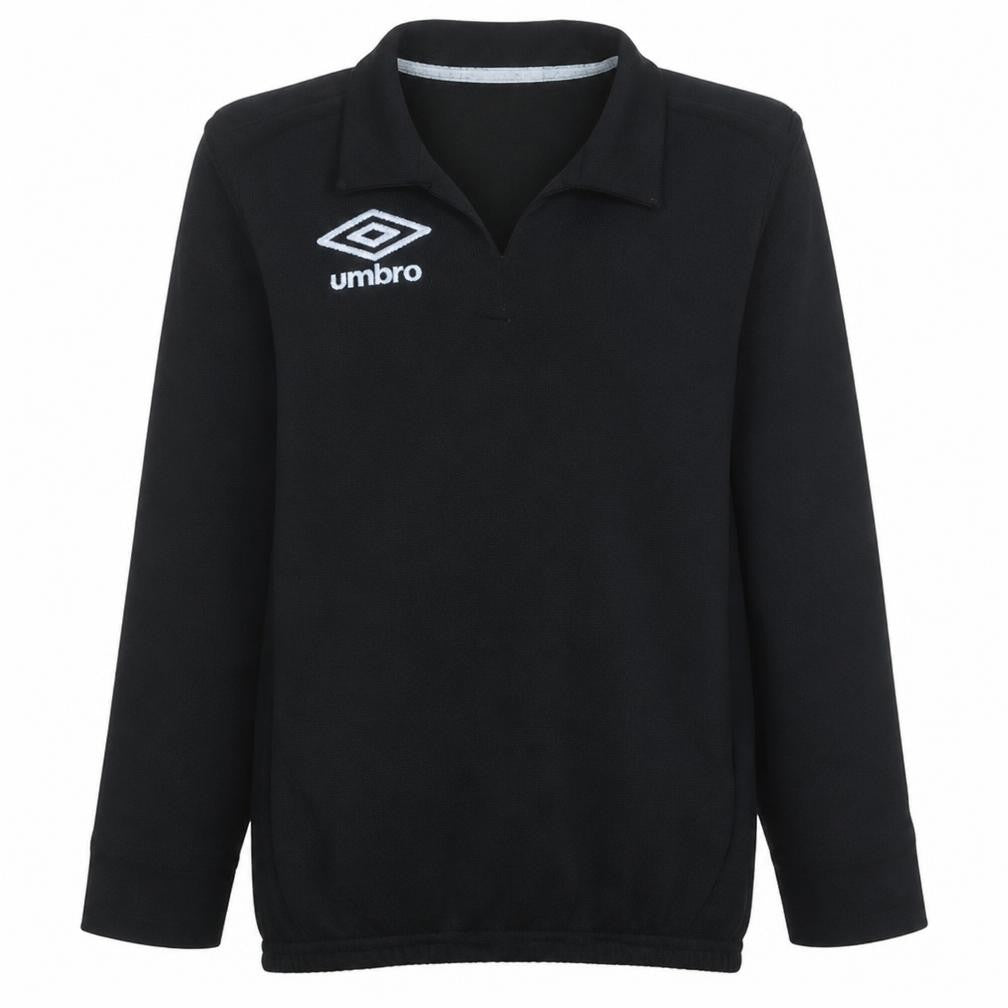 Umbro Boys Black Long Sleeve Cotton Polo Football Shirt Size 8 Years