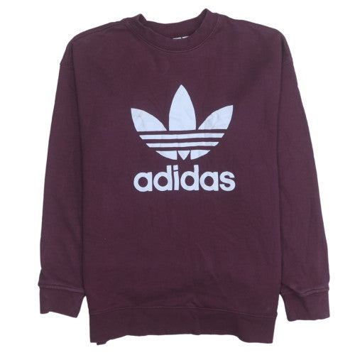 Adidas Womens Burgundy Sweatshirt UK 12 Crew Neck Long Sleeve