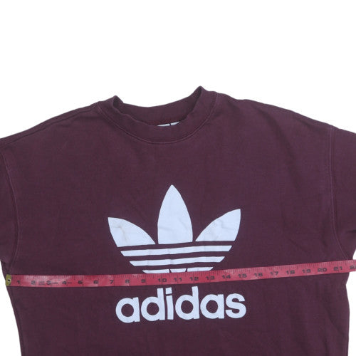 Adidas Womens Burgundy Sweatshirt UK 12 Crew Neck Long Sleeve