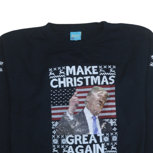 Active Sweats Women's Black XL Pullover Christmas Sweatshirt