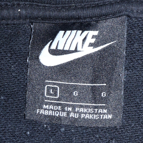 Nike Womens Black Cotton Blend Crew Neck Pullover Sweatshirt Size L