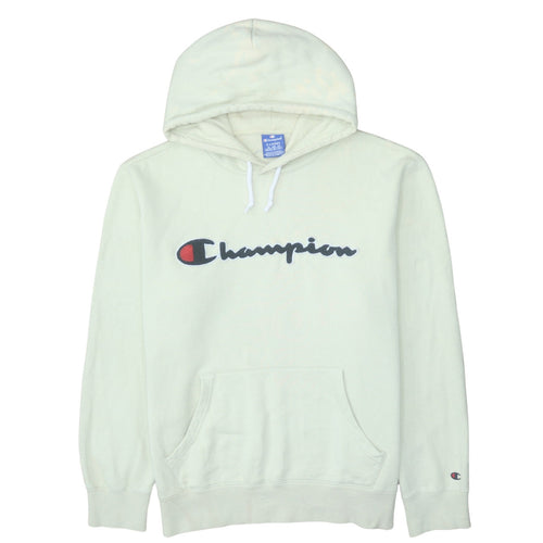 Champion Women's Beige XL Pullover Hoodie 100% Cotton Logo Hooded Sweatshirt
