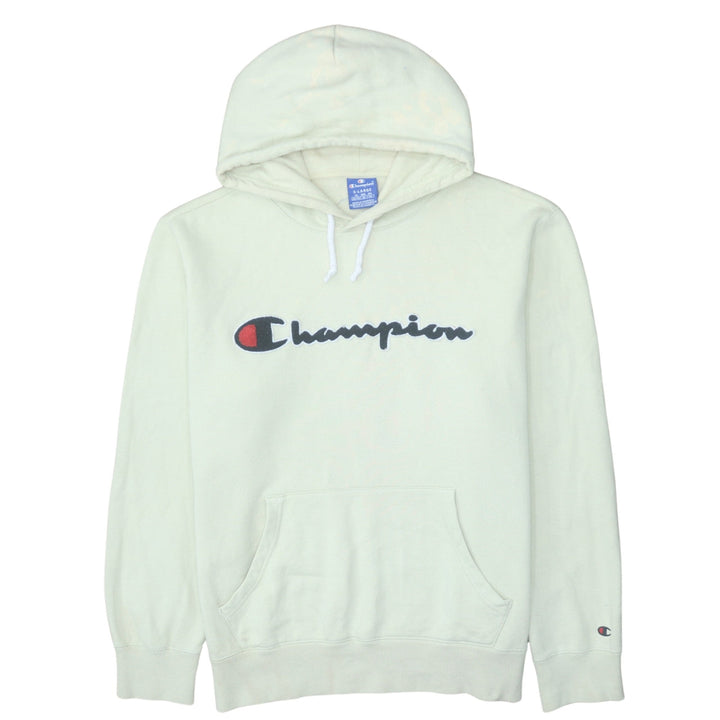 Champion Women's Beige XL Pullover Hoodie 100% Cotton Logo Hooded Sweatshirt